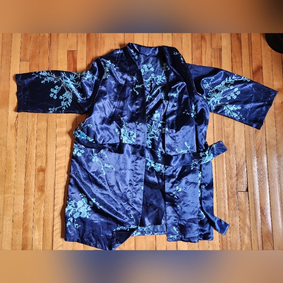 La Vie en Rose slip dress and matching robe in blue and size Small - Picture 4 of 6